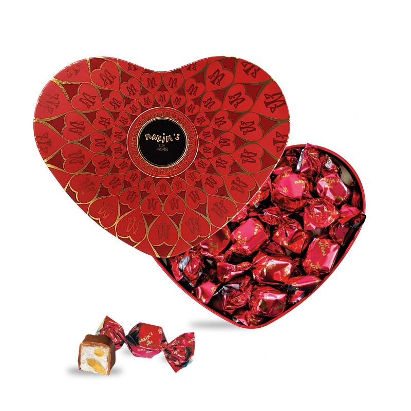 Red Heart Tin - Milk chocolates & nougat-Chocolates-Maxim's shop