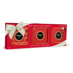 Gift-box 3 tins with 4 chocolate hearts