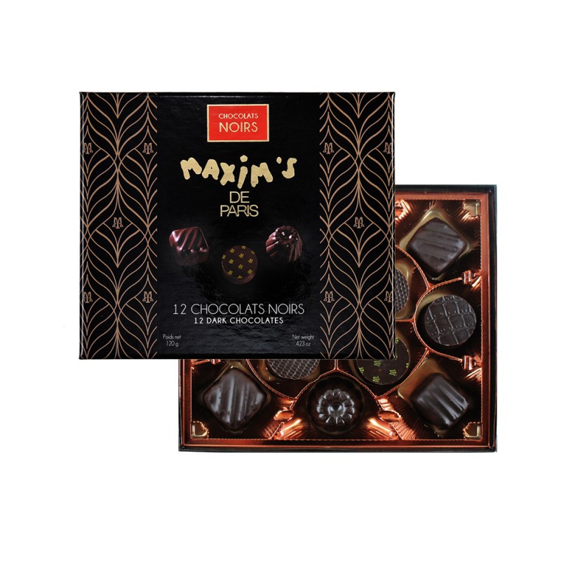 Assortiment exclusif - 12 chocolats noir-Chocolats-Maxim's shop