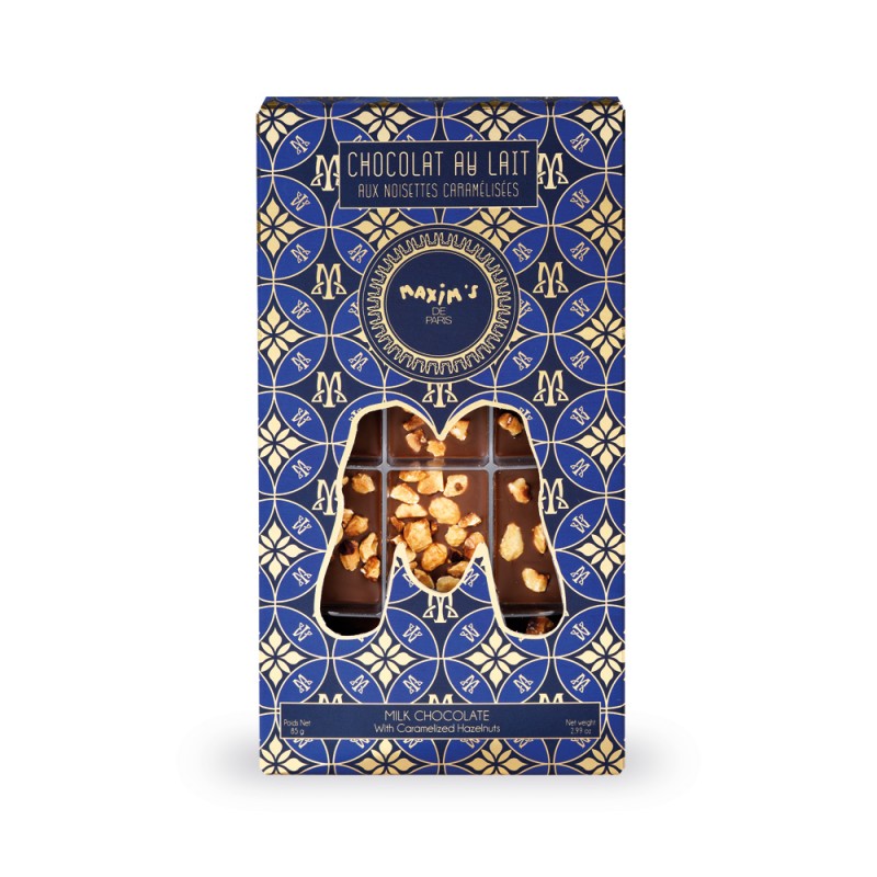 Tablette Chocolat lait noisettes caramélisées-Ancienne collection-Maxim's shop