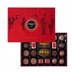 Red tin 22 assorted chocolates with Christmas sleeve-Chocolates-Maxim's shop