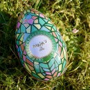 Green mosaic metal egg - 12 chocolates eggs