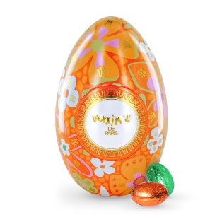 Maxim's orange floral egg tin