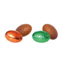 Assortiment œufs chocolat au lait fourré crème brûlée et œufs chocolat au lait fourré gianduja