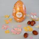 Floral orange metal egg - 12 chocolate eggs