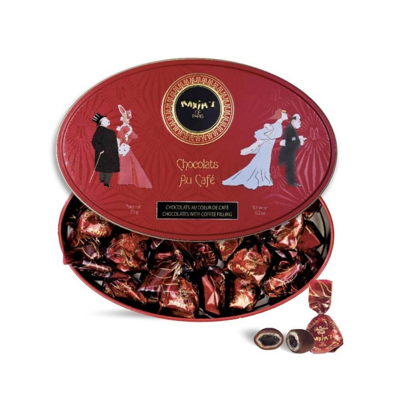 Red oval tin coffee/choc. candies-Chocolates-Maxim's shop