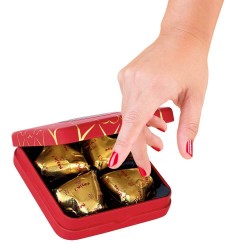 Mini metal tin "Passionnément"| 4 chocolate hearts-Chocolates-Maxim's shop