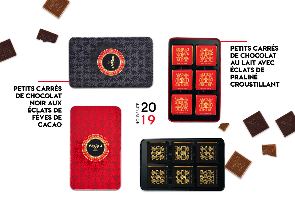 Plumier de petits carrés de chocolats - Maxim's de Paris