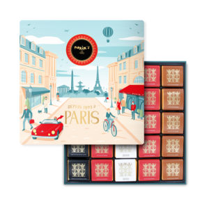 Coffret 50 carrés de chocolat assortis - Décor Paris